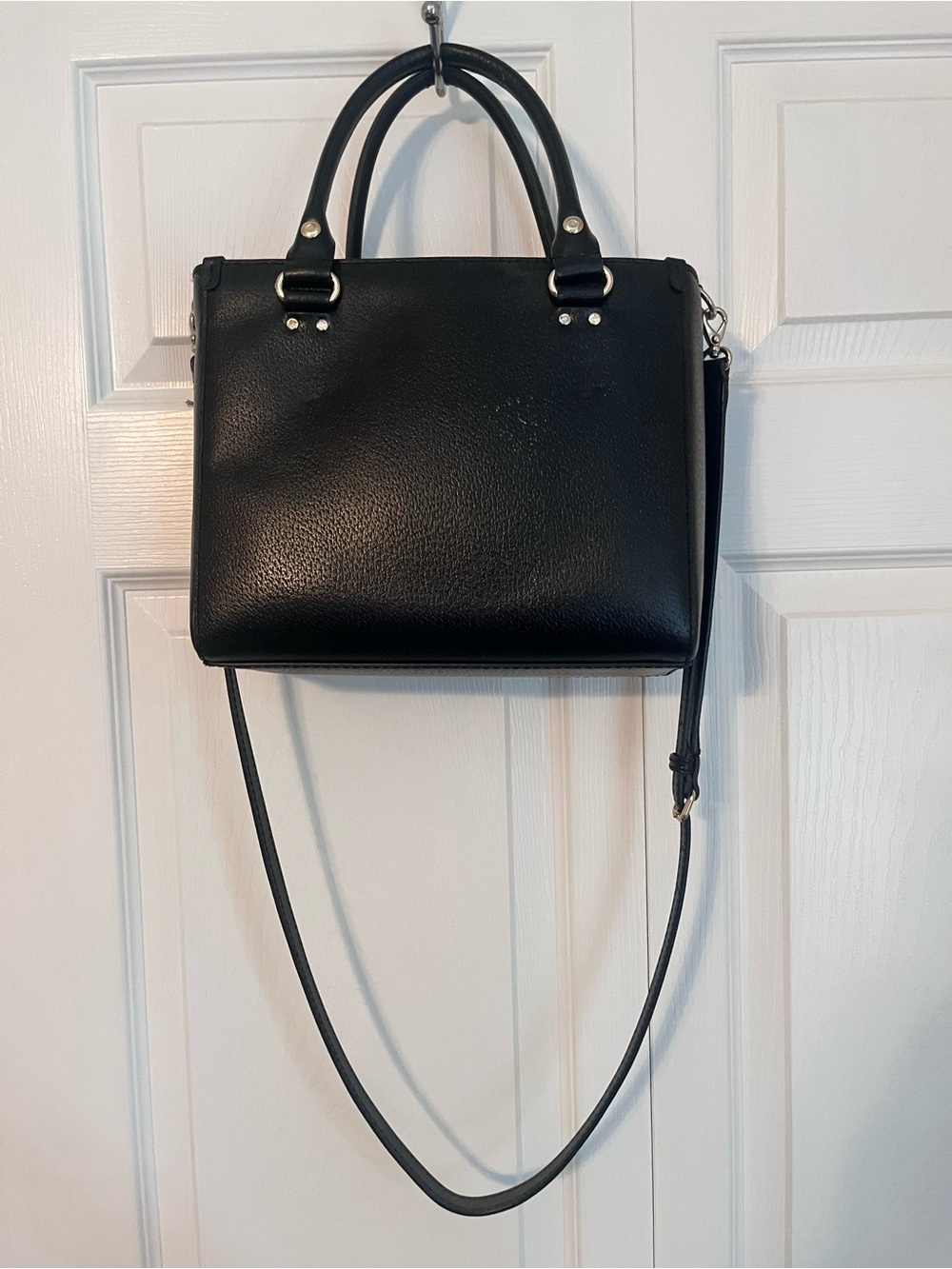 kate spade Black Leather Top-Handle Satchel with Crossbody Strap - Picture 2 of 6